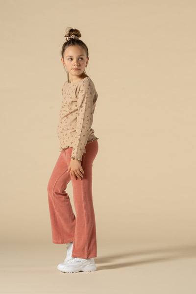 Rib long sleeve sesame & brick floral, House of Jamie