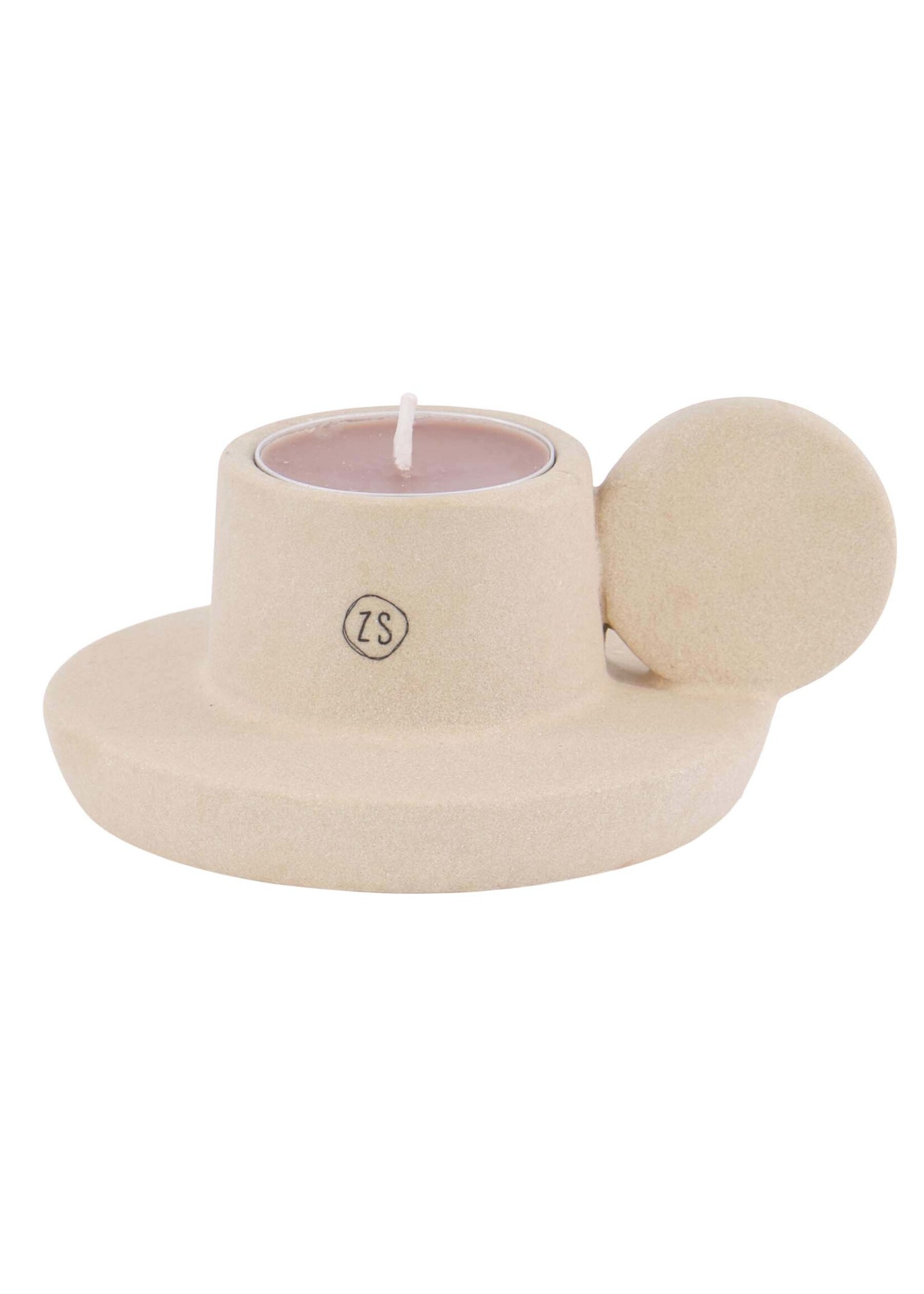ZUSSS keramieken waxinelichthouder met oor gespikkeld zand, Zusss