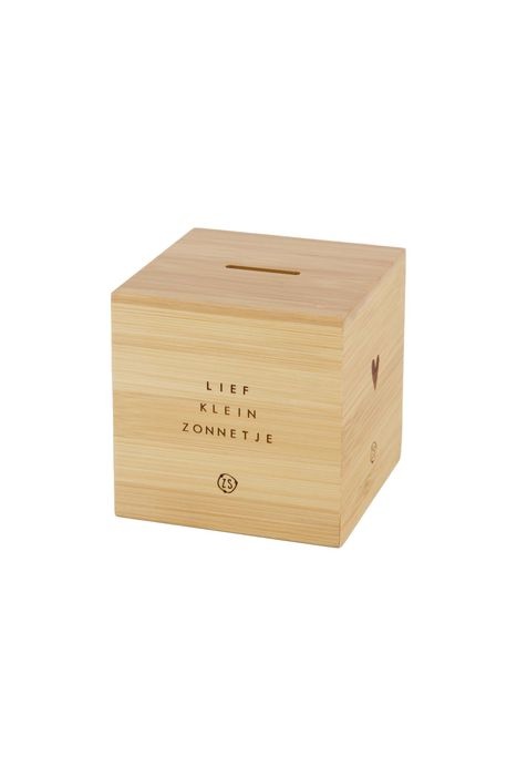 Houten spaarpotje 9x9x9cm, Zusss