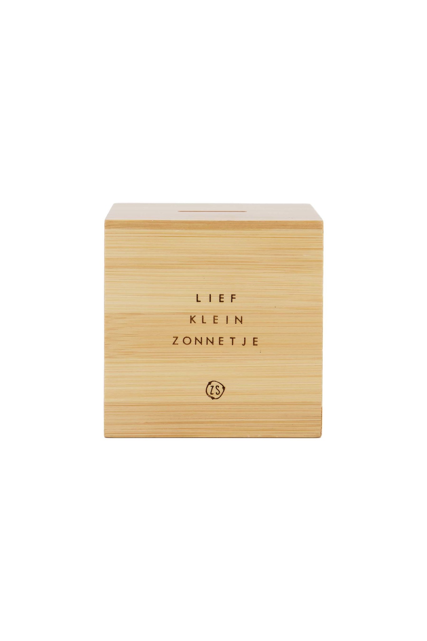 Houten spaarpotje 9x9x9cm, Zusss