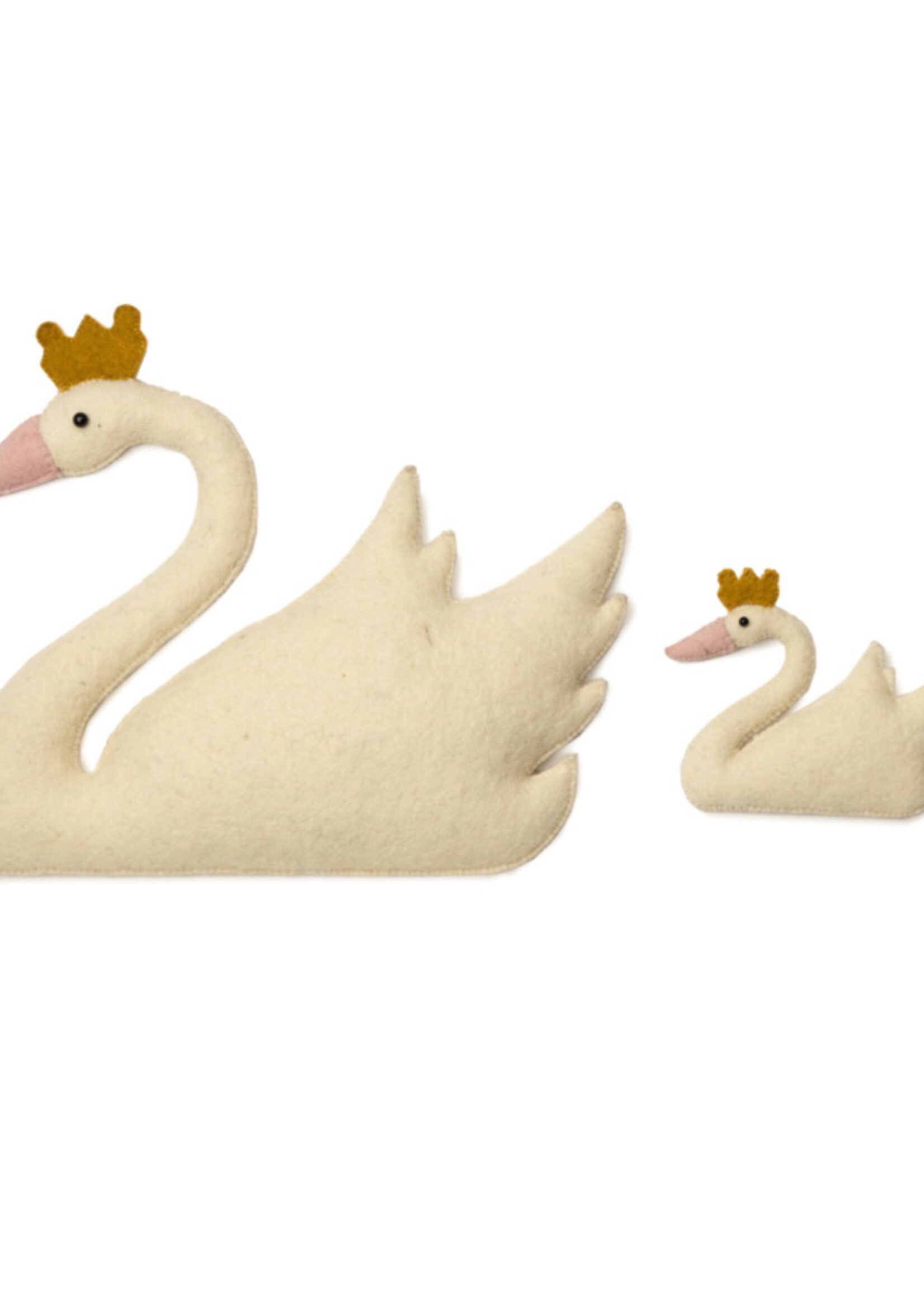 Kidsdepot Zavi vilten decoratie zwaan (set van 2), Kidsdepot