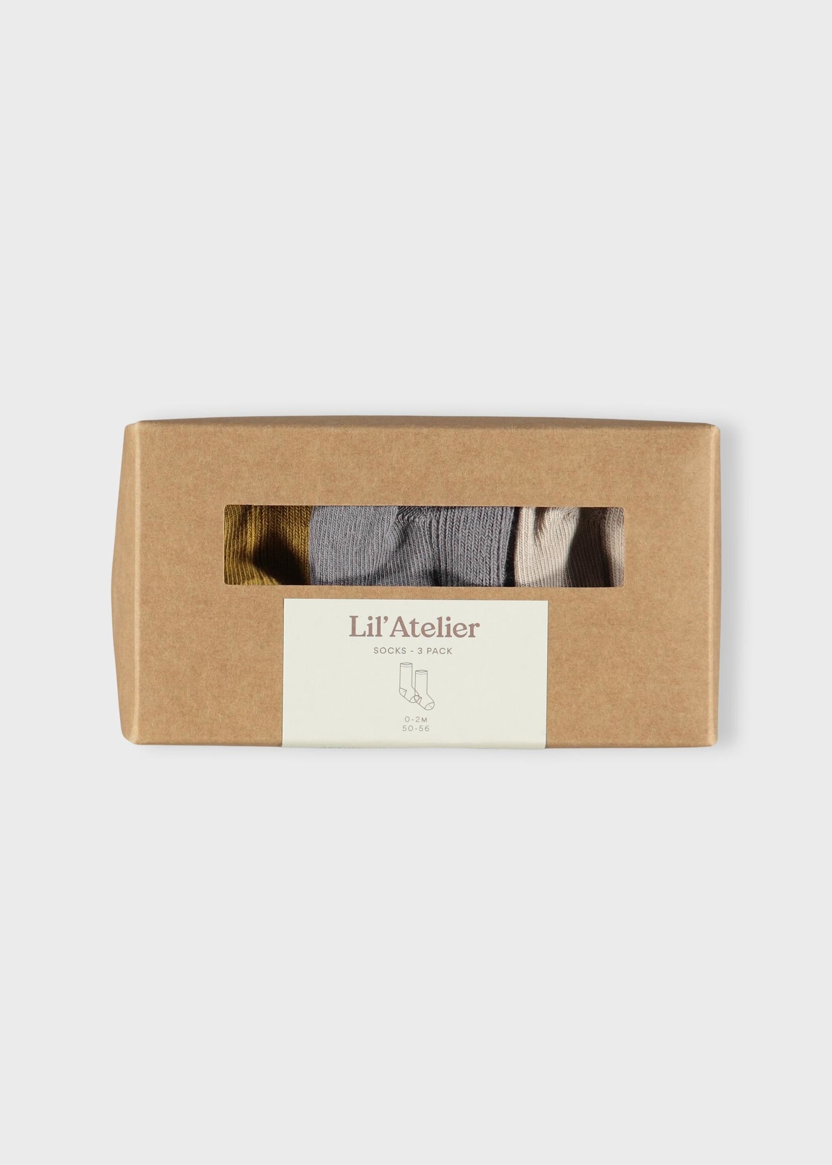 Lil Atelier 3 pack socks stripe quiet shade baby, Lil Atelier