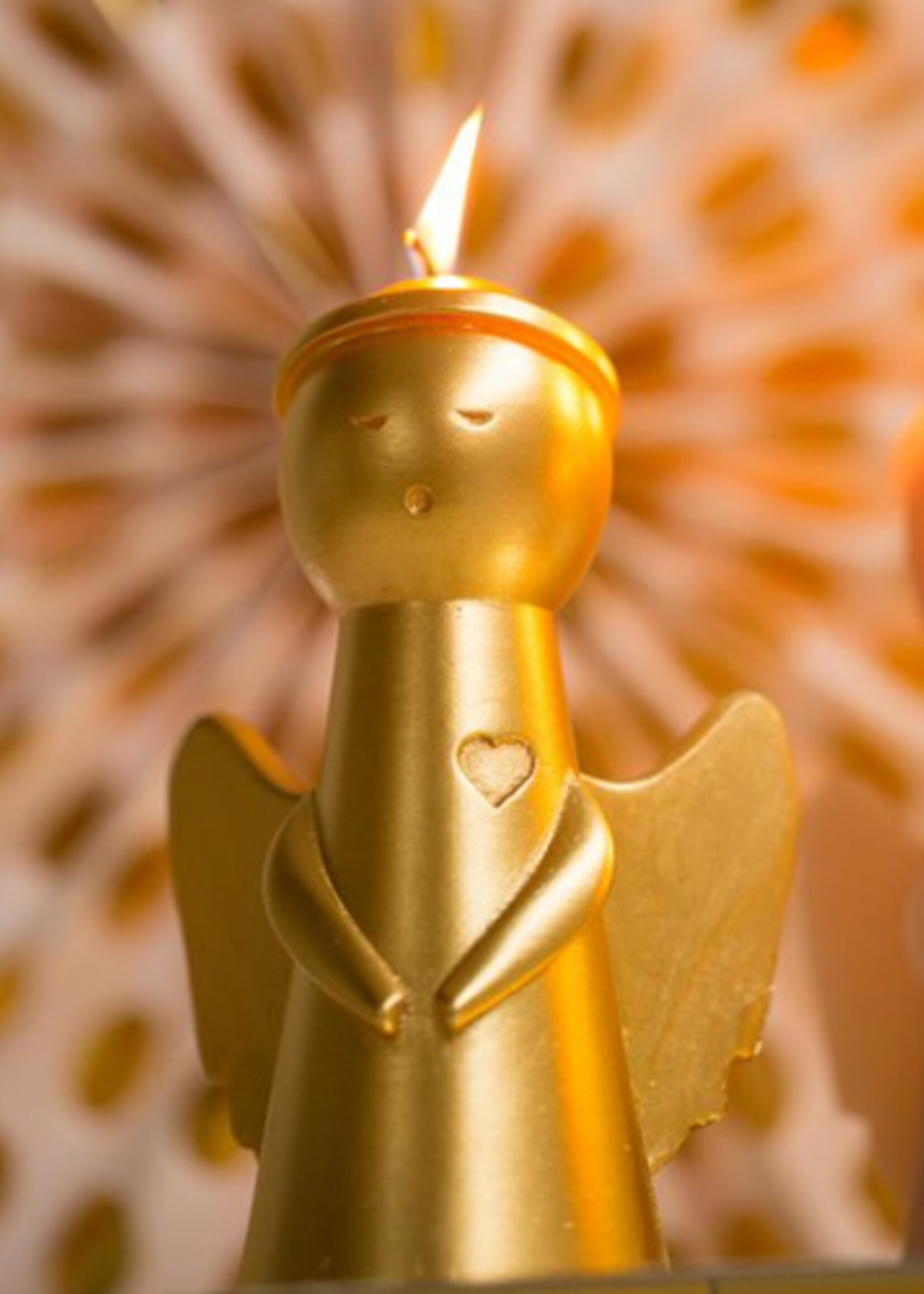 Rustik Lys Kerstengel Gold, Rustik Lys