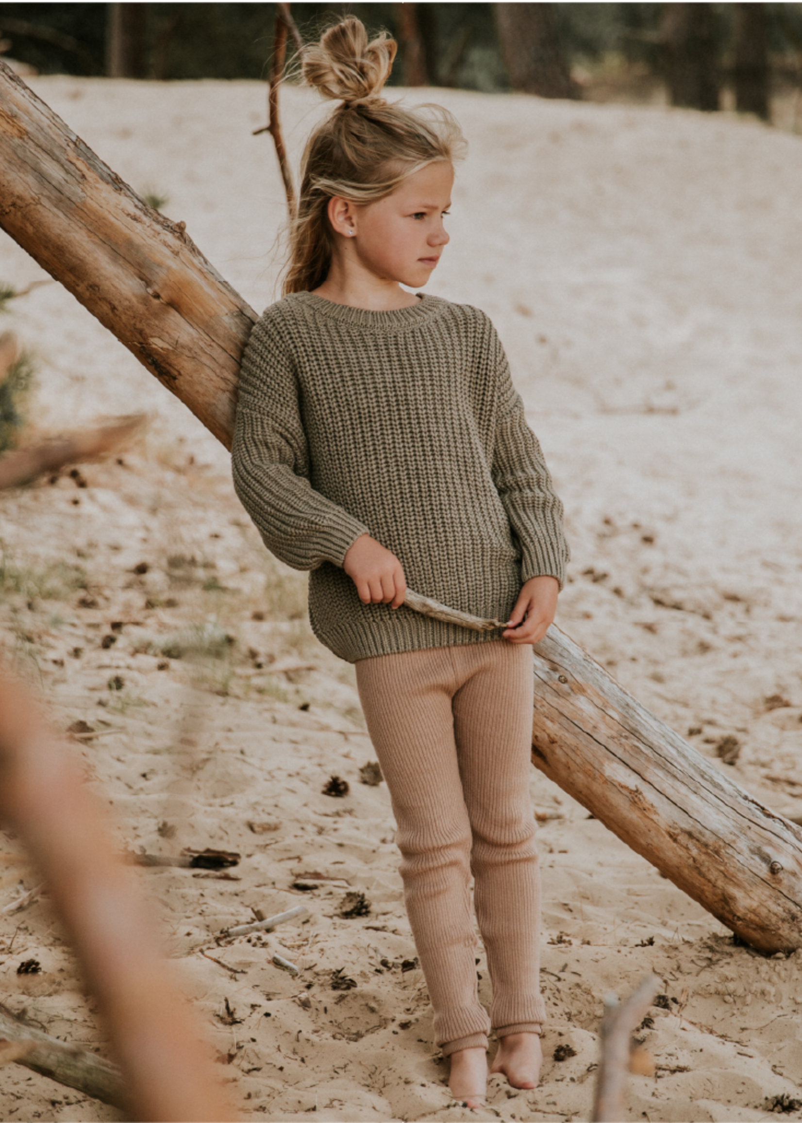 Yuki Yuki specials, knitted legging fine rib toffee, Yuki