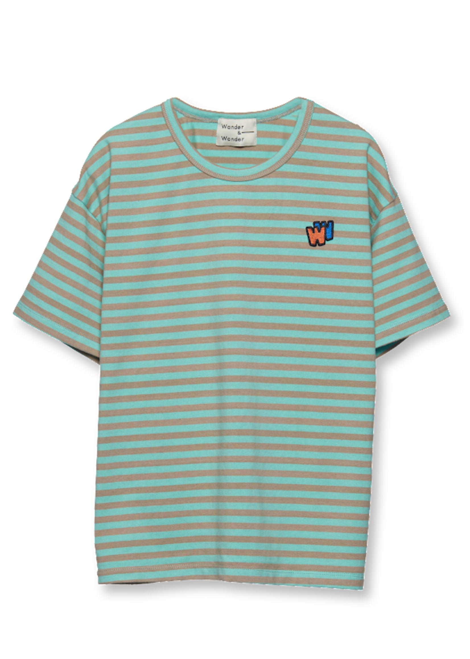 Wander & wonder Striped tee Aqua, Wander &wonder