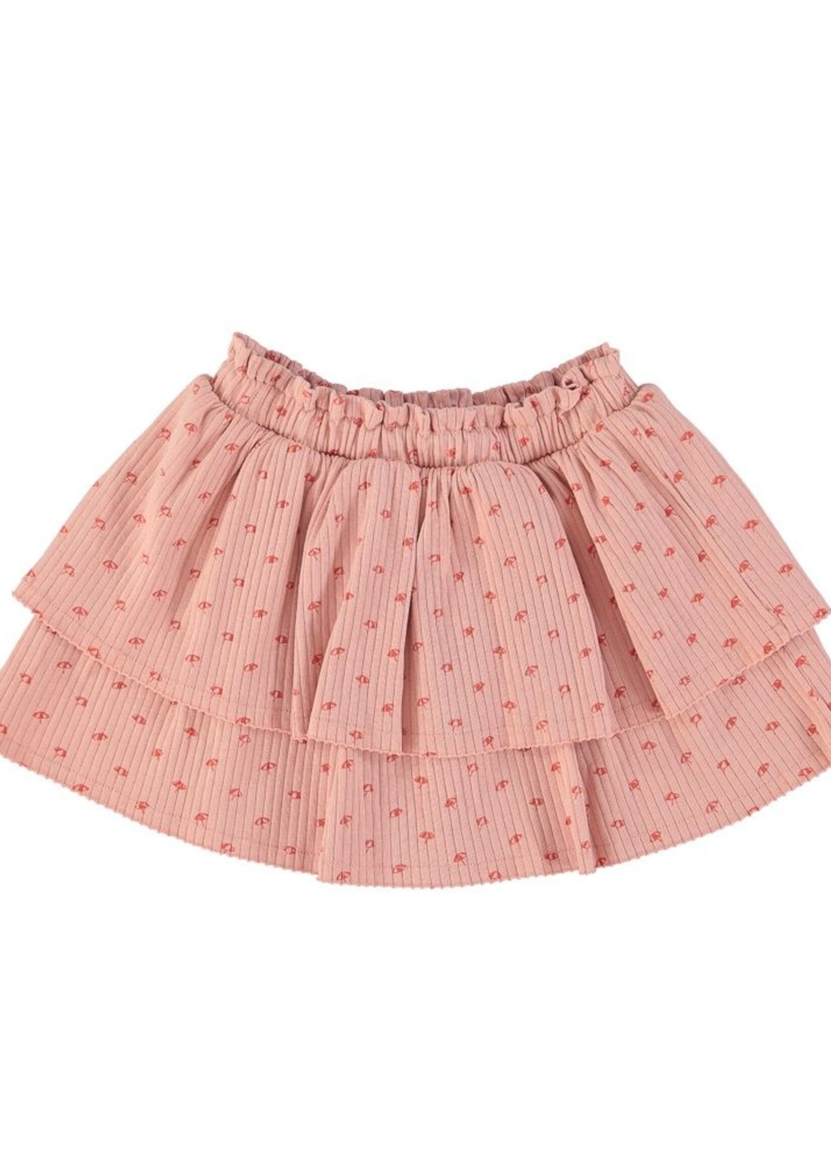 Piupiuchick Short layered skirt light pink with red sunshade, Piupiuchick