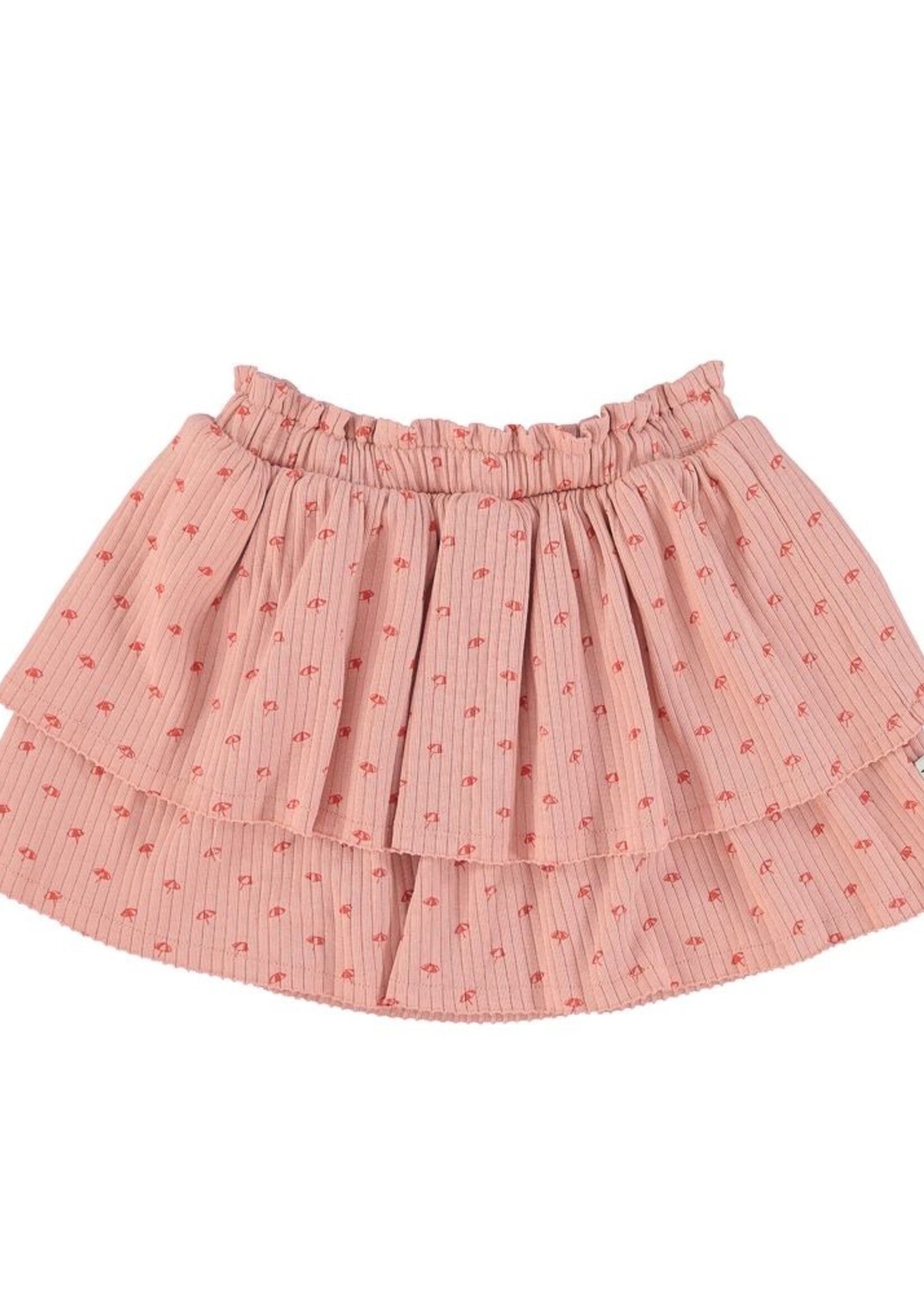 Piupiuchick Short layered skirt light pink with red sunshade, Piupiuchick