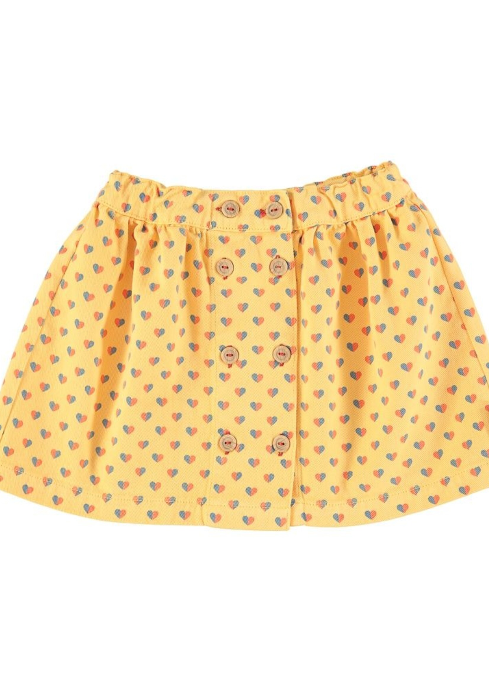 Piupiuchick Short skirt yellow hearts allover, Piupiuchick