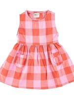 Piupiuchick Dress with back opening lilac & red checkered, Piupiuchick