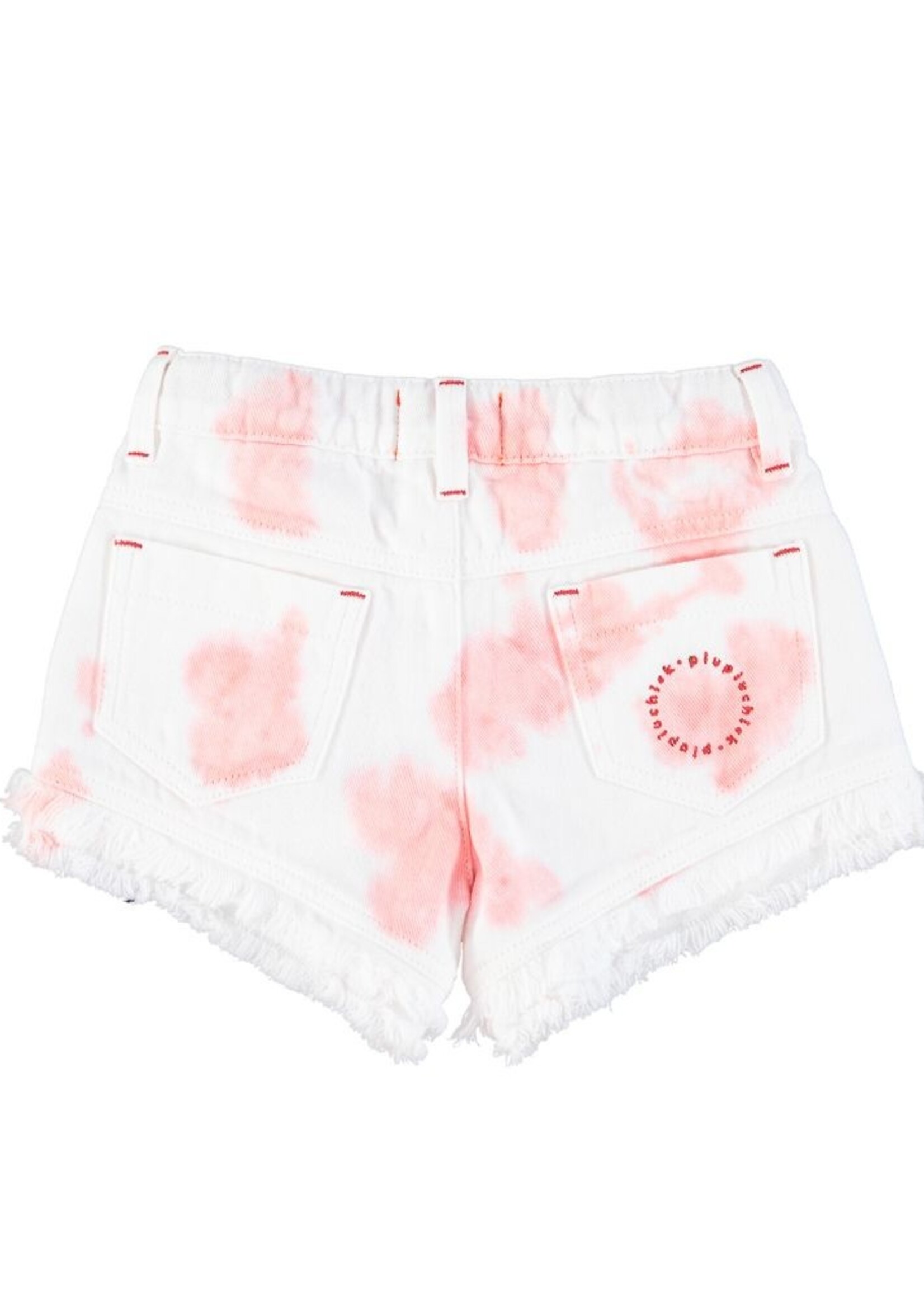 Piupiuchick Denim short with fringes pink tie dye, Piupiuchick