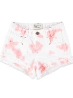 Piupiuchick Denim short with fringes pink tie dye, Piupiuchick