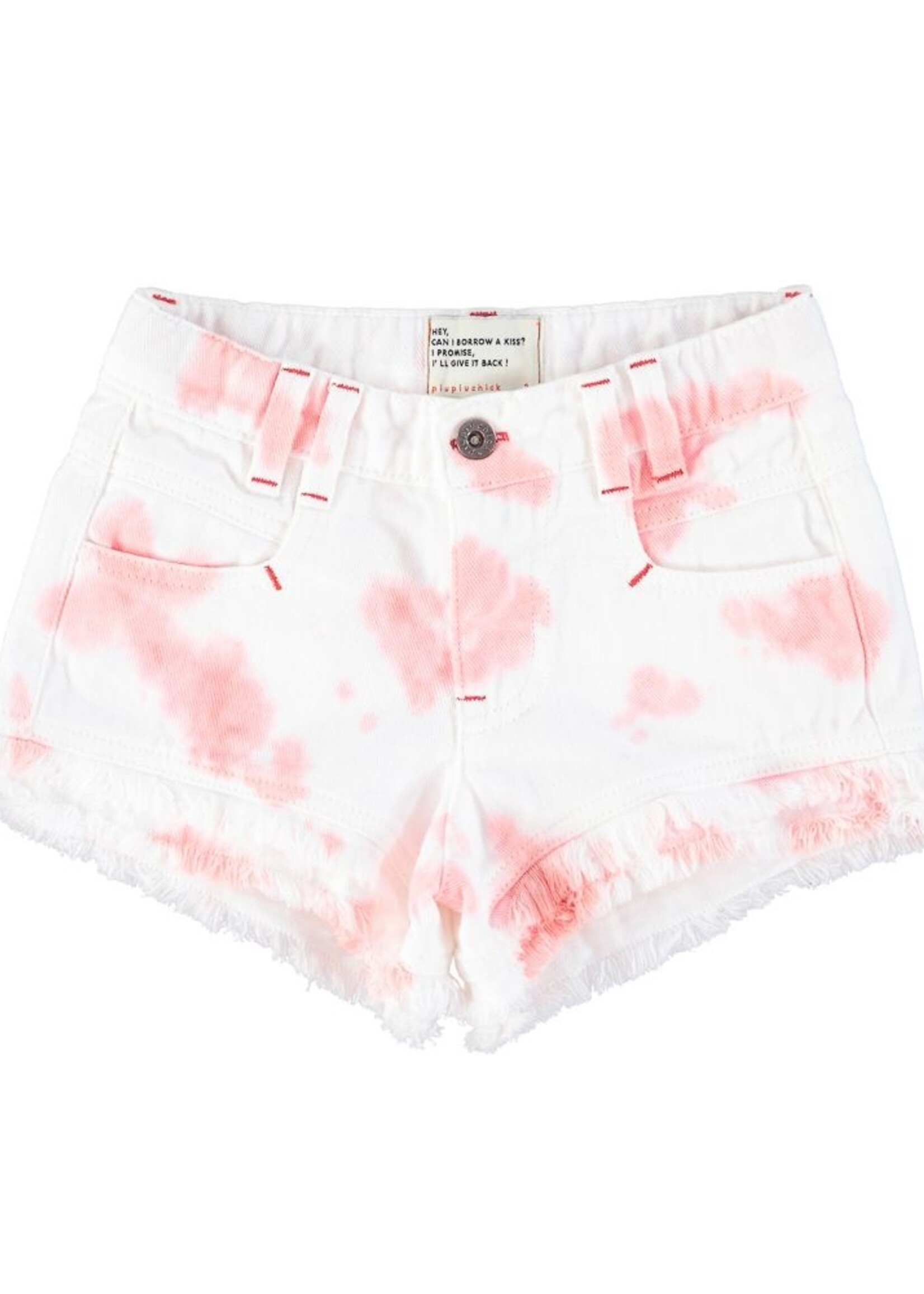 Piupiuchick Denim short with fringes pink tie dye, Piupiuchick