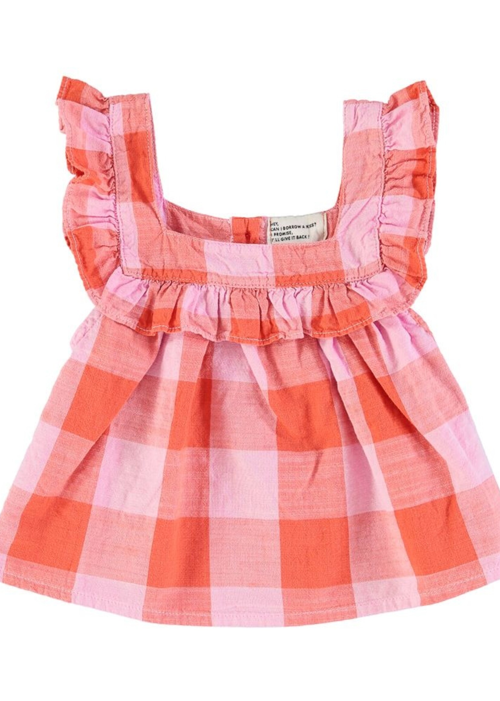 Piupiuchick Sleeveless blouse lilac & red checkered, Piupiuchick