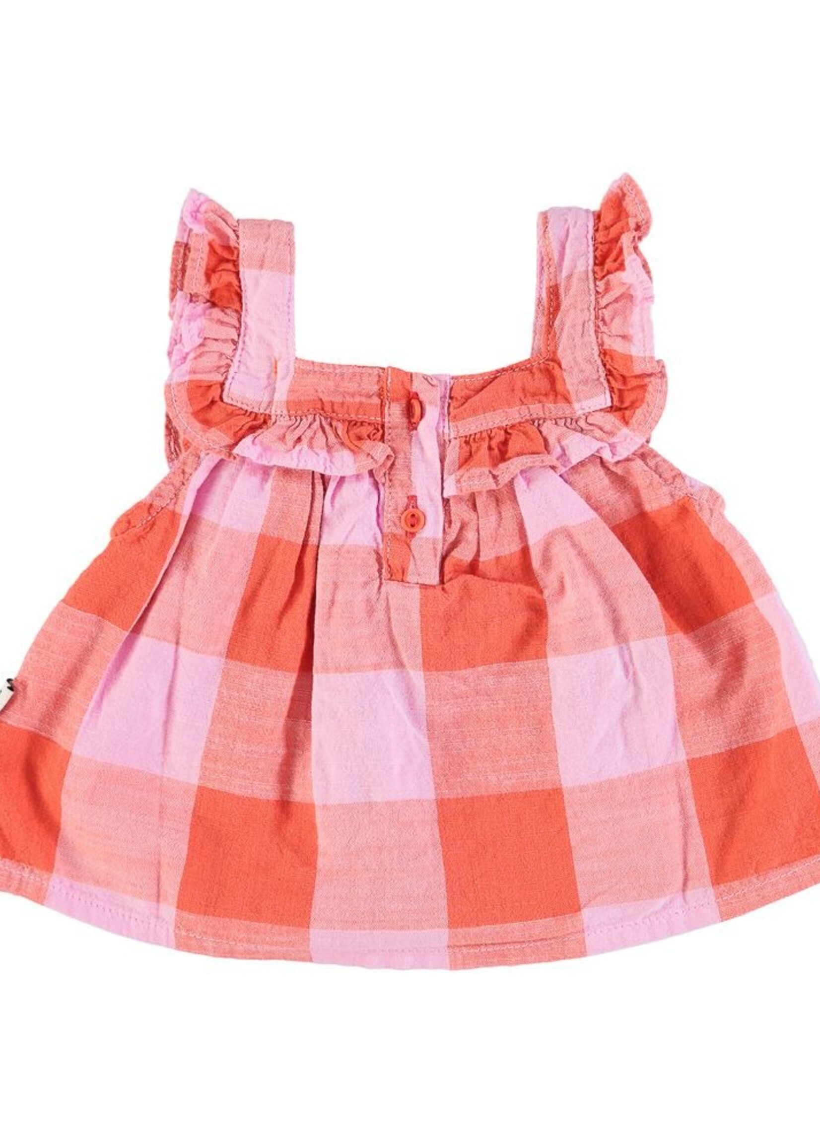Piupiuchick Sleeveless blouse lilac & red checkered, Piupiuchick