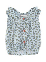 Piupiuchick Sleeveless shirt light blue with animal print, Piupiuchick