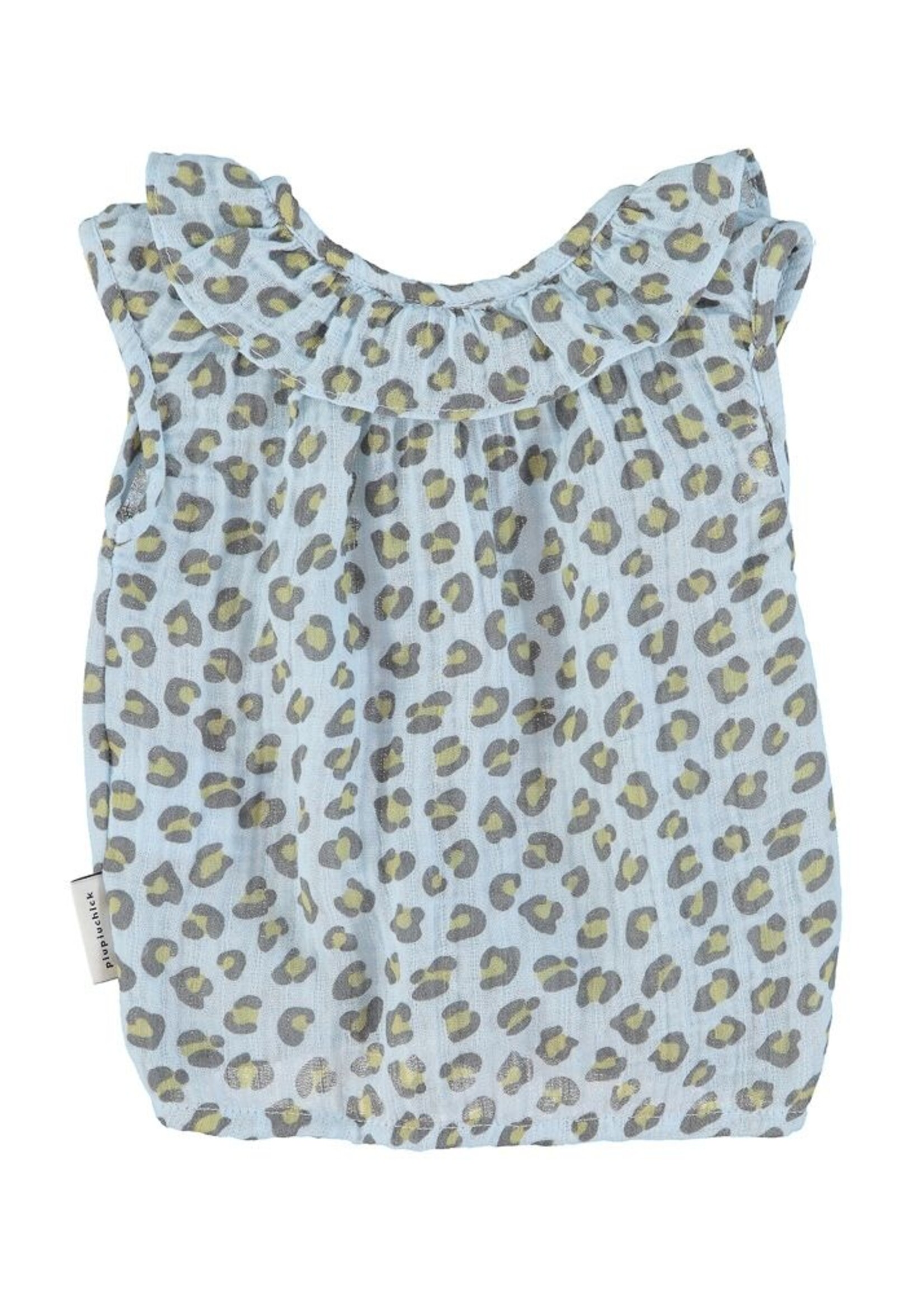 Piupiuchick Sleeveless shirt light blue with animal print, Piupiuchick