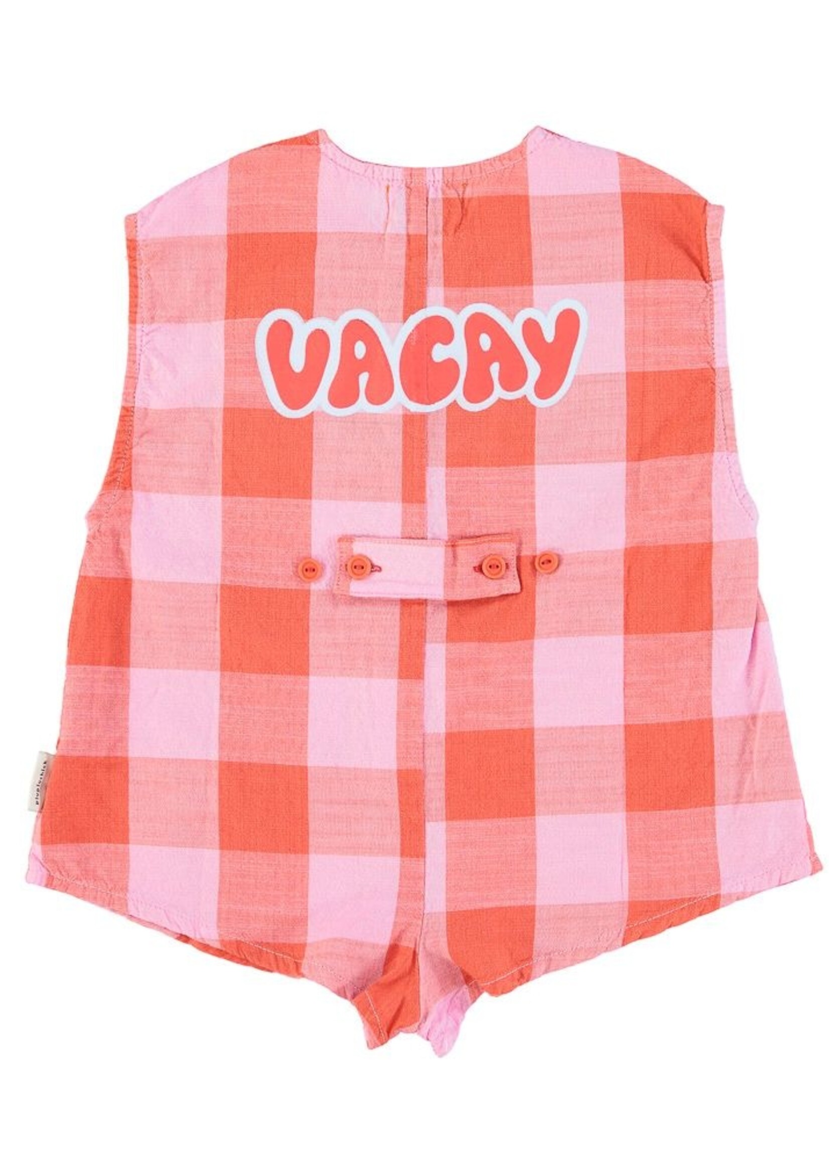 Piupiuchick Sleeveless jumpsuit red lilac checkered, Piupiuchick
