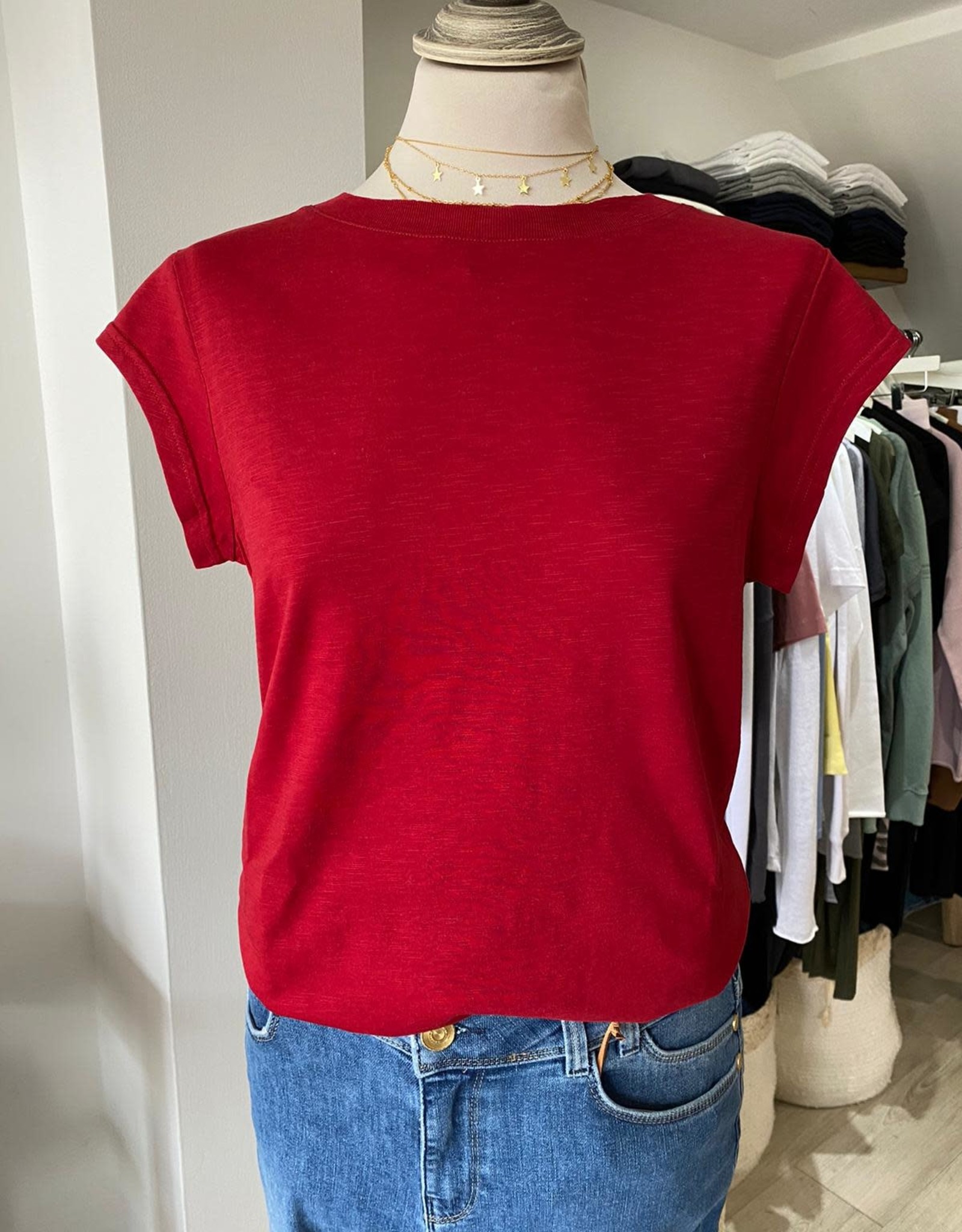 COSTER COPENHAGEN BASIC ROUND-NECK LIPSTICK RED 698 T-SHIRT B0017 / CCH1100 BY COSTER