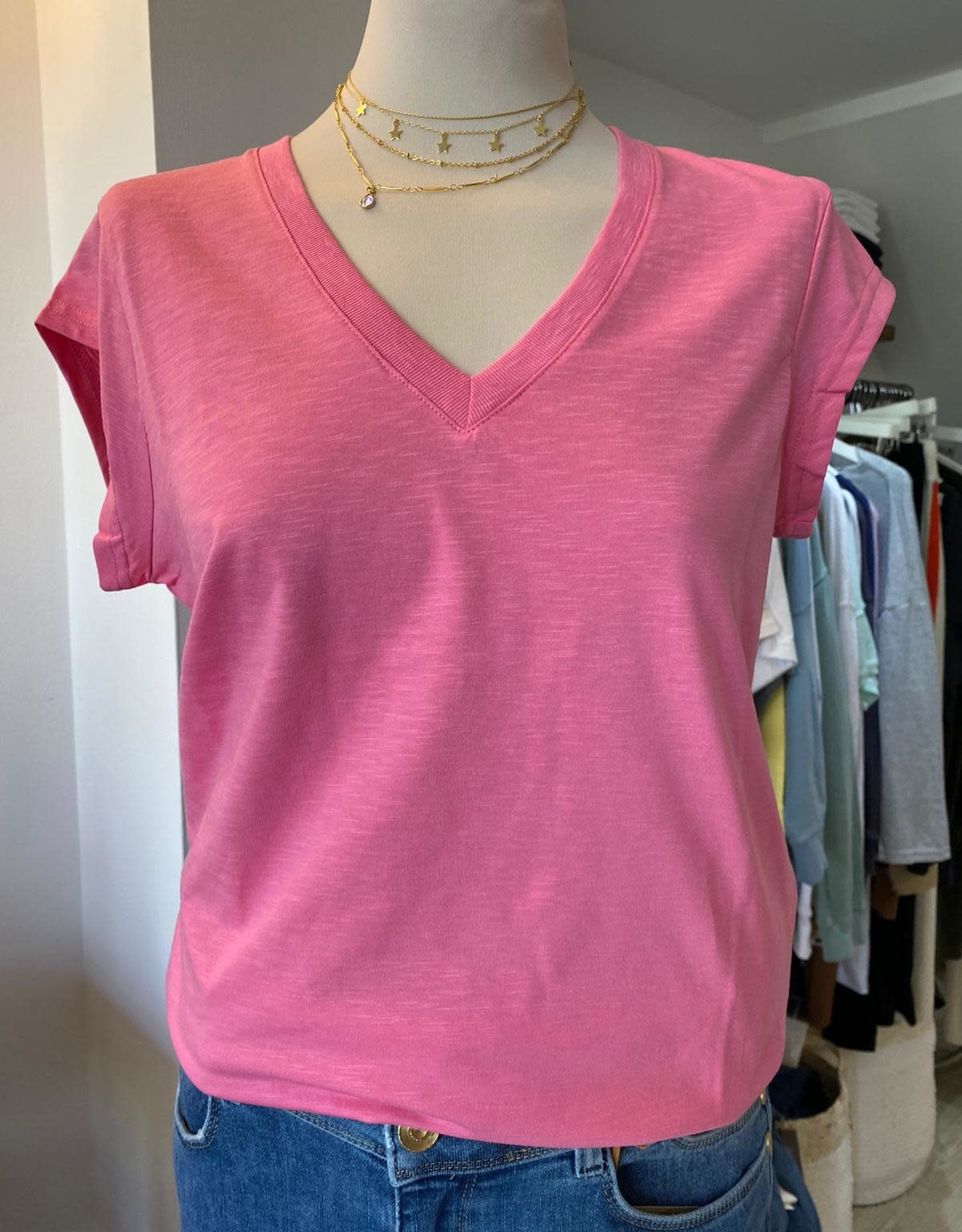 COSTER COPENHAGEN BASIC V-NECK PERSIAN PINK 631 T-SHIRT B0022 / CCH1101 COSTER