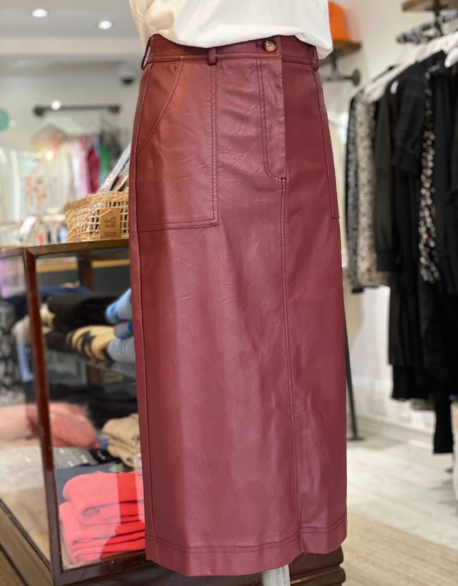 FRNCH PLEATHER PENCIL SKIRT  " EDLINE " F11701  BY FRNCH