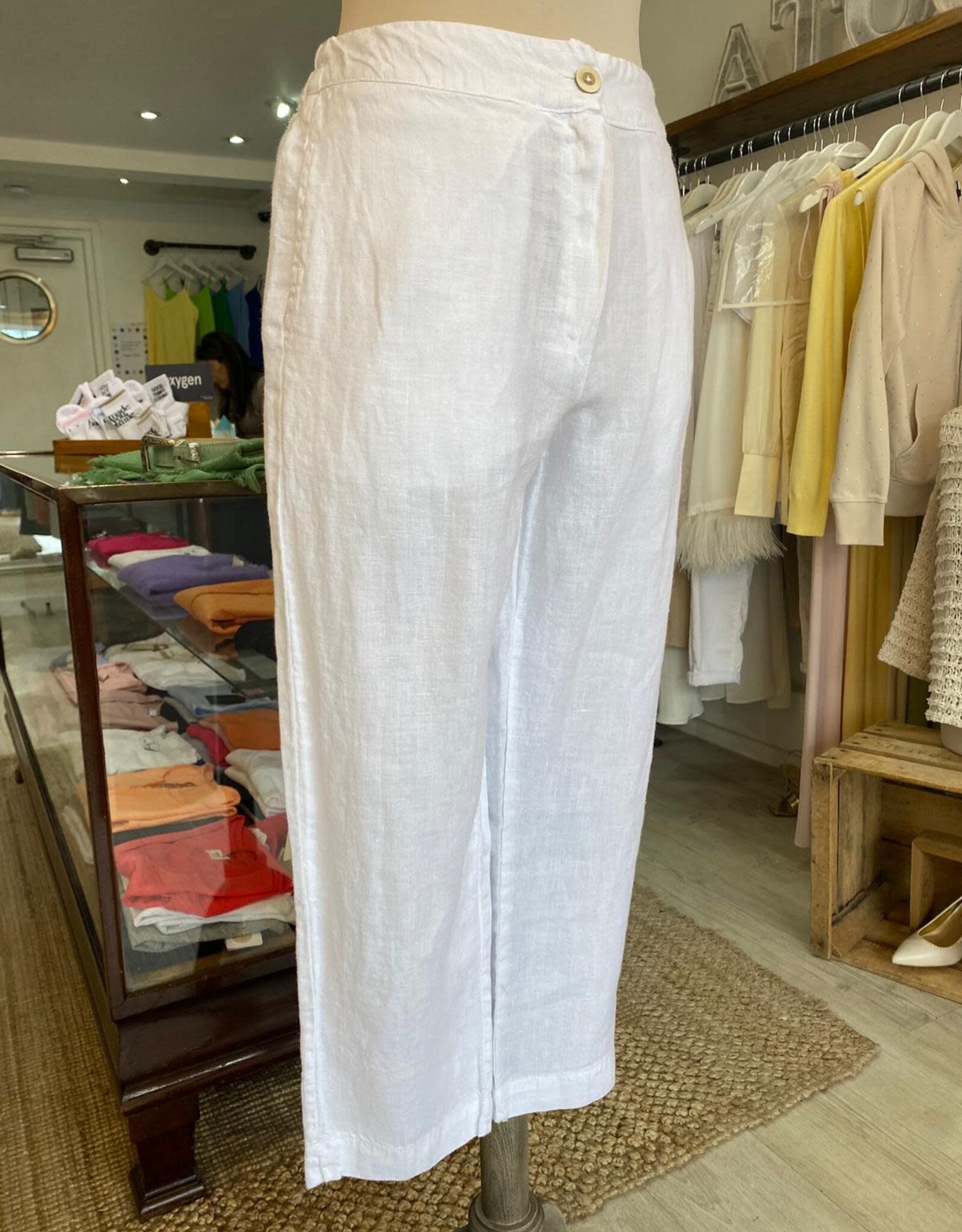 HARIS LINEN OF GREECE HARIS LINEN HIGH WAISTED CURVE TROUSERS PNT1725