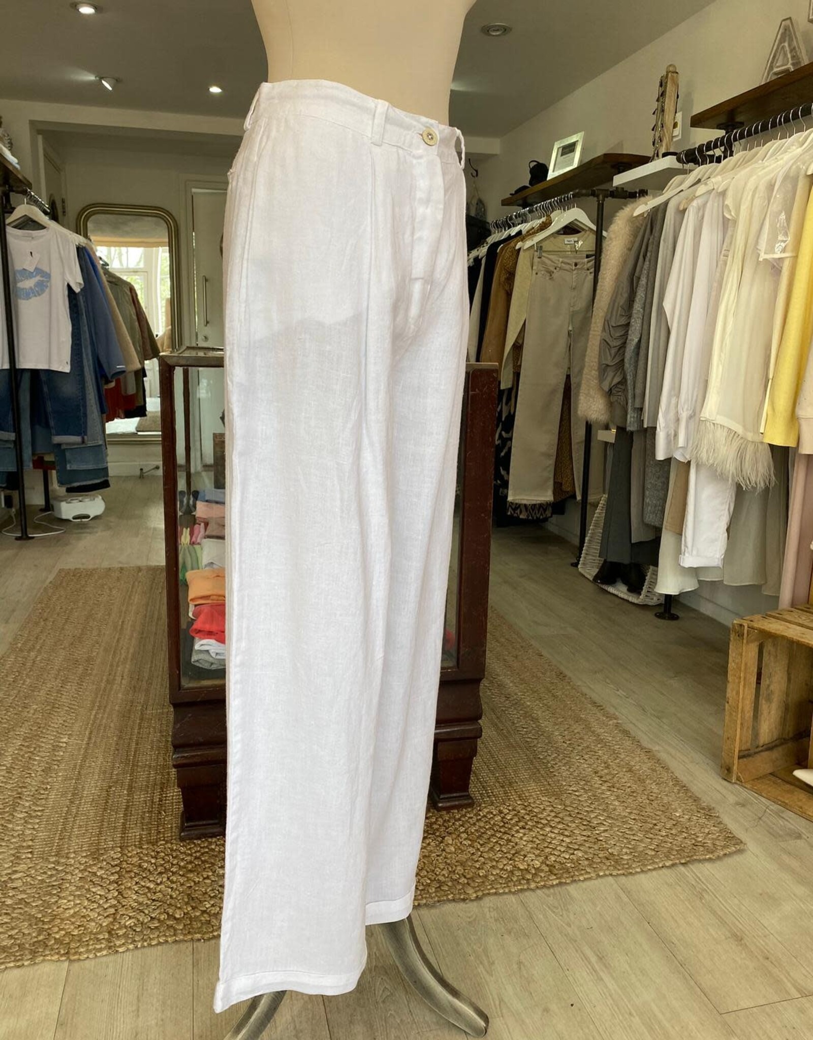 HARIS LINEN OF GREECE HARIS LINEN WIDE LEG  HIGH WAISTED TROUSERS PNT7018