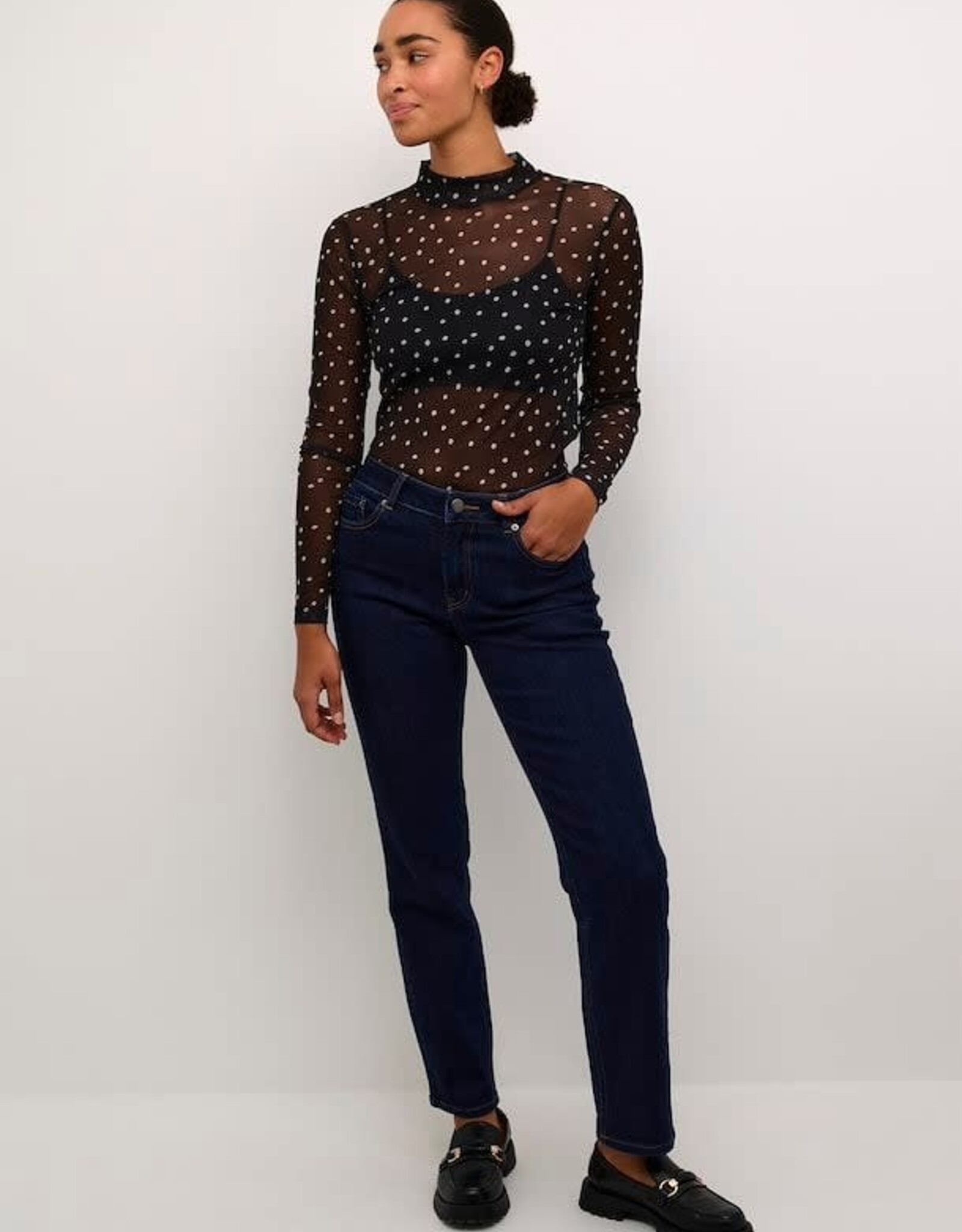 KAFFE KAJOHANNE LS  NETTED T-SHIRT BY KAFFE