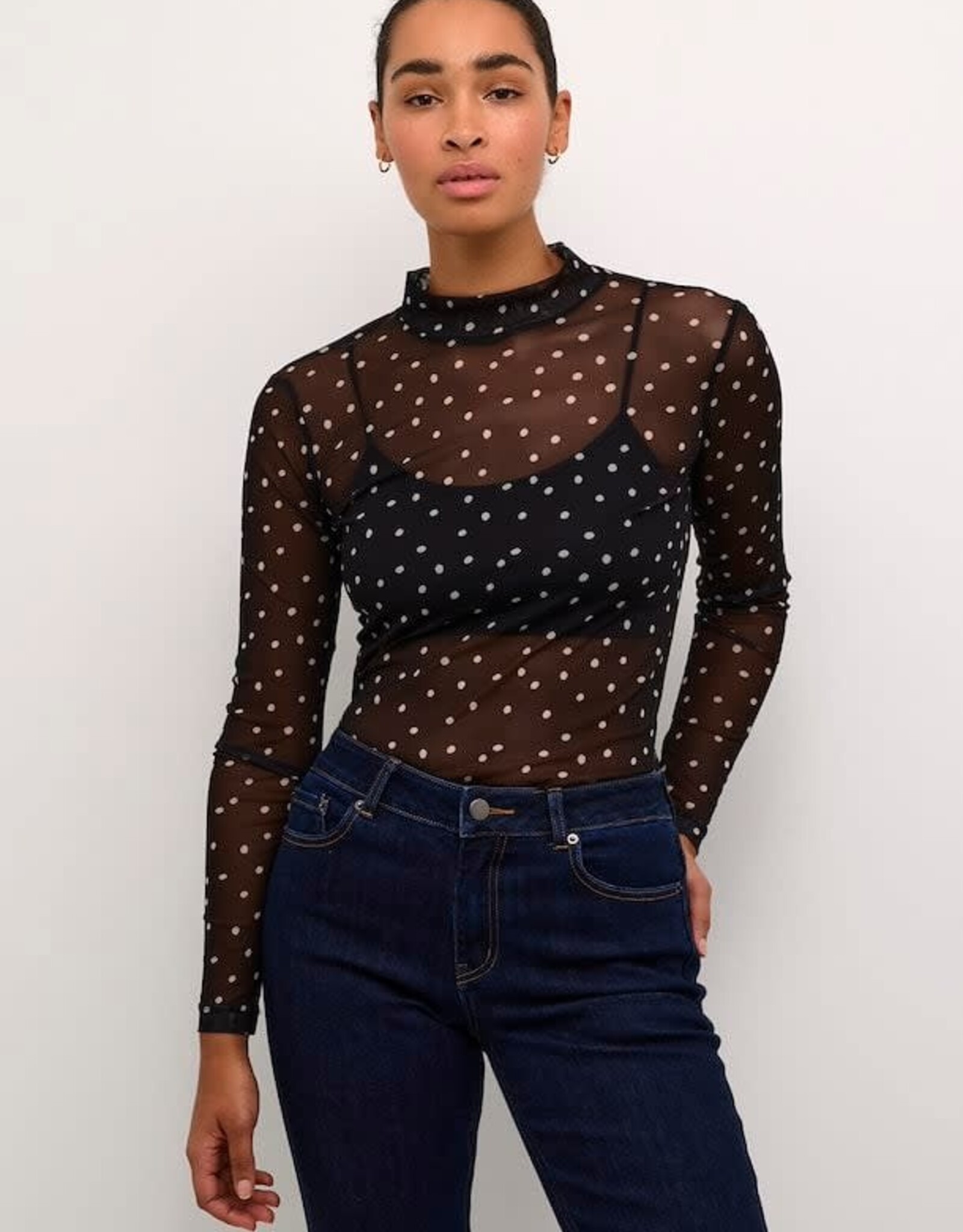 KAFFE KAJOHANNE LS  NETTED T-SHIRT BY KAFFE