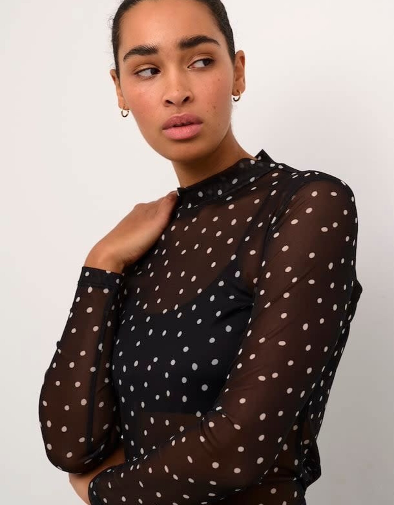 KAFFE KAJOHANNE LS  NETTED T-SHIRT BY KAFFE