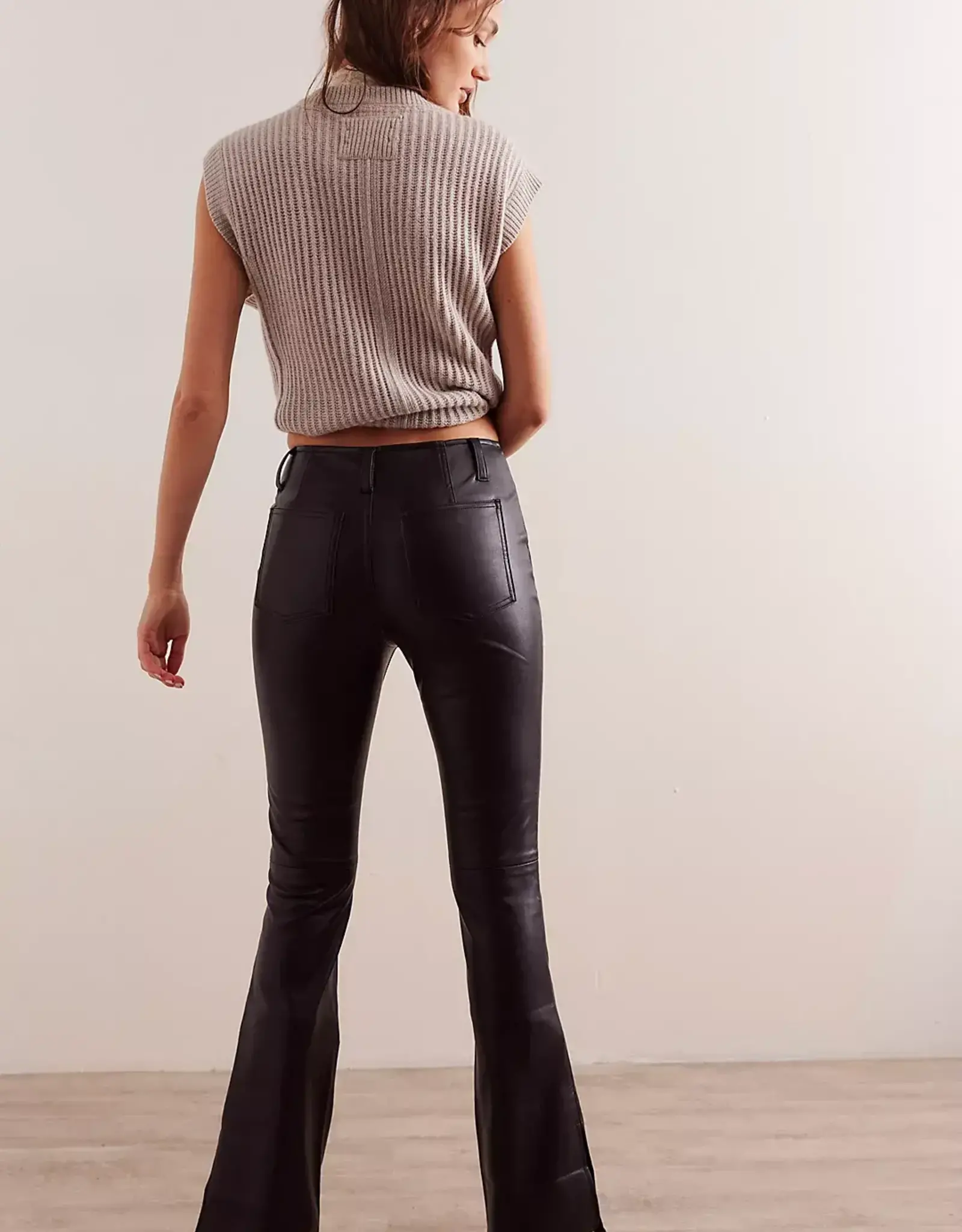 FREE PEOPLE LEVEL UP VEGAN BOOTCUT TROUSERS