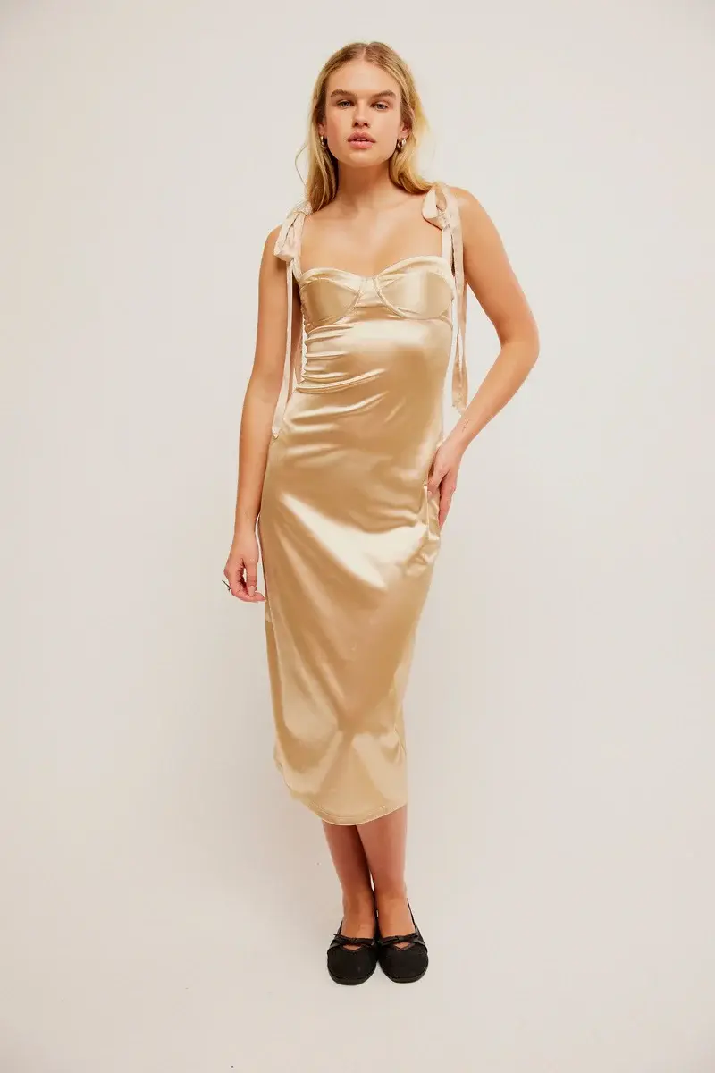 slim fit dress slacks Free People Midnight Kiss Sequin Gold Mini Dress – Shol's boutique main image 0