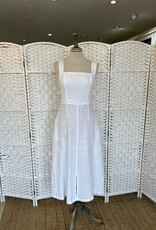 HARIS LINEN OF GREECE MIDI SUNDRESS WITH SQUARE NECKLINE/TIE BACK