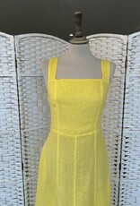 HARIS LINEN OF GREECE MIDI SUNDRESS WITH SQUARE NECKLINE/TIE BACK