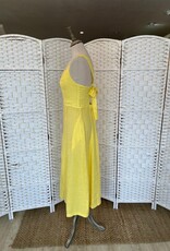HARIS LINEN OF GREECE MIDI SUNDRESS WITH SQUARE NECKLINE/TIE BACK
