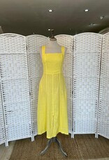 HARIS LINEN OF GREECE MIDI SUNDRESS WITH SQUARE NECKLINE/TIE BACK