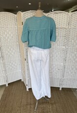 HARIS LINEN OF GREECE WIDE LEGGED PANTS WITH ELASTICATED WAIST