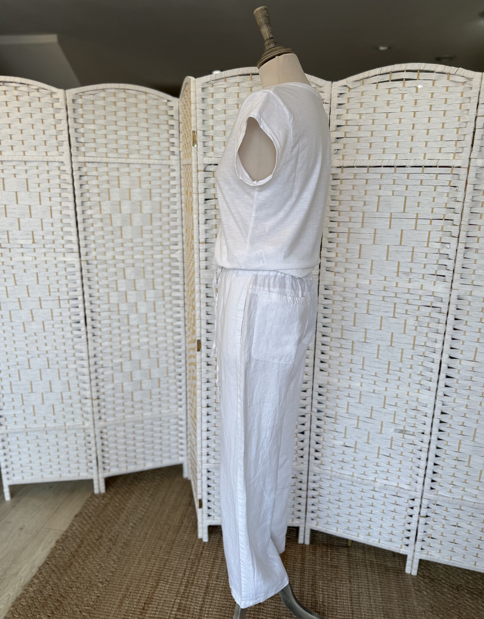 HARIS LINEN OF GREECE WIDE LEGGED PANTS WITH ELASTICATED WAIST