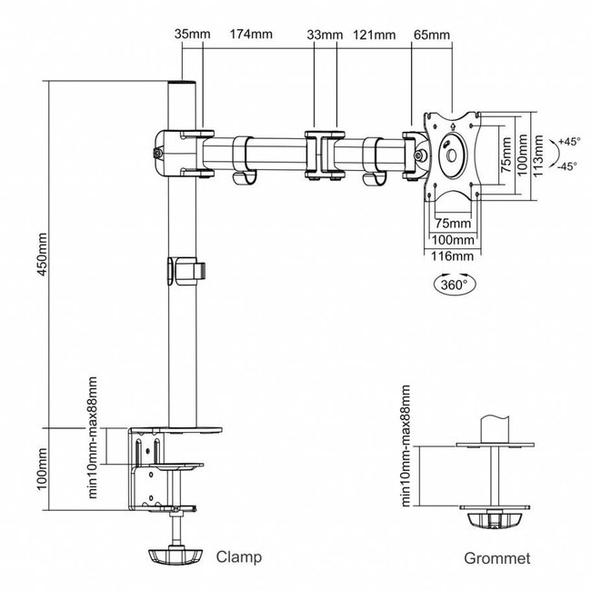 Neomounts NM-D135BLACK Monitorbeugel