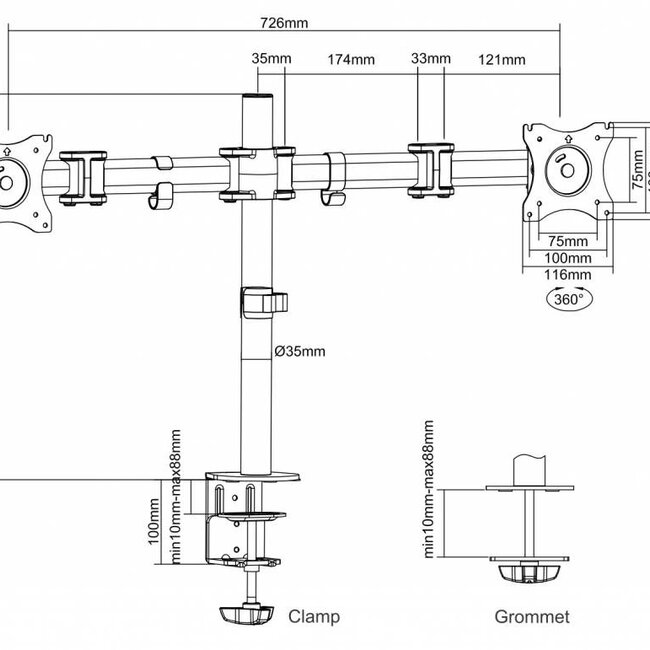 Neomounts NM-D135DBLACK Monitorbeugel