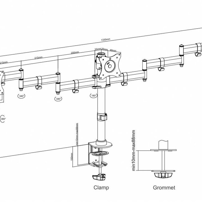 Neomounts NM-D135D3BLACK Monitorbeugel