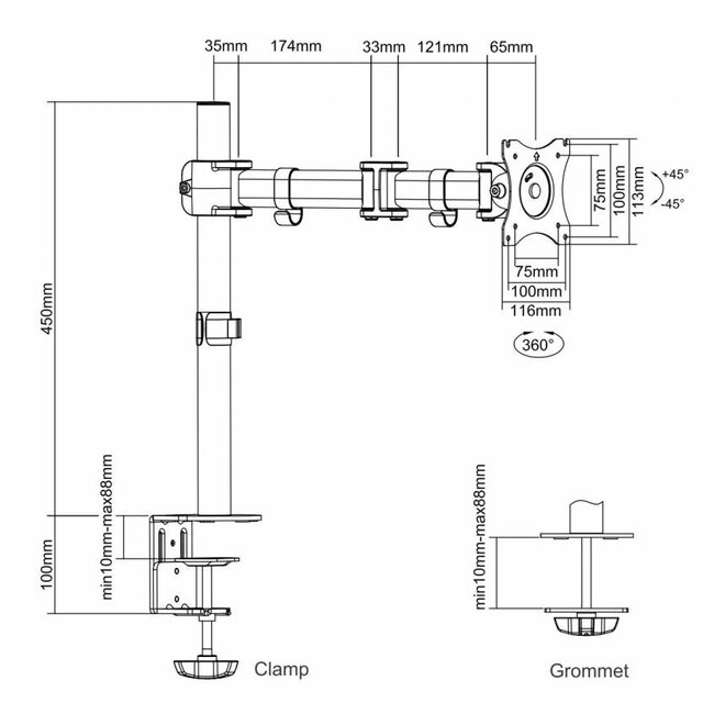 Neomounts NM-D135SILVER Monitorbeugel