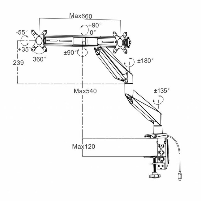 Neomounts NM-D725DXSILVER Monitorbeugel