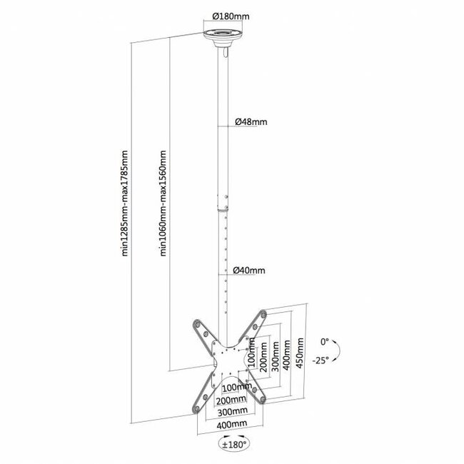 Neomounts FPMA-C340BLACK TV Plafondbeugel