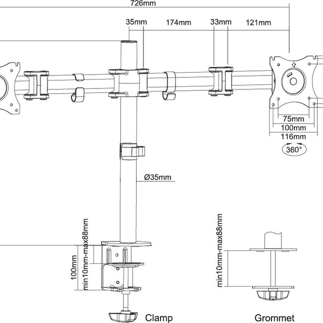 Neomounts NM-D135DSILVER Monitorbeugel