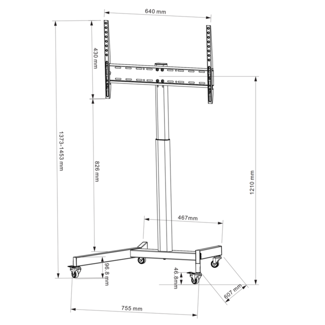 DQ  Artem Verrijdbare TV Vloerstandaard Zwart