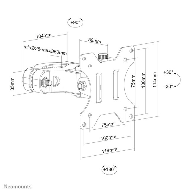 Neomounts FL40-430BL11 buis/paal Monitorbeugel