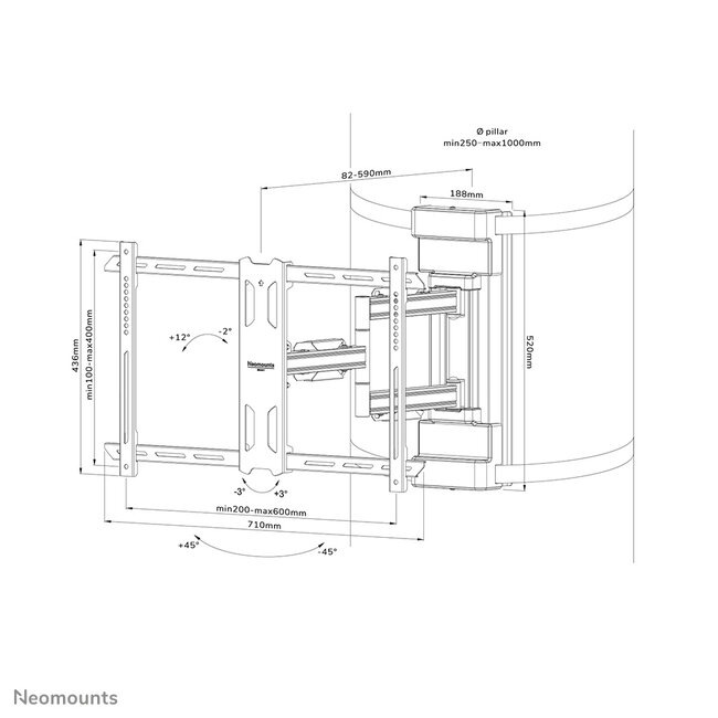 Neomounts WL40S-910BL16 TV Pilaarsteun Draaibaar