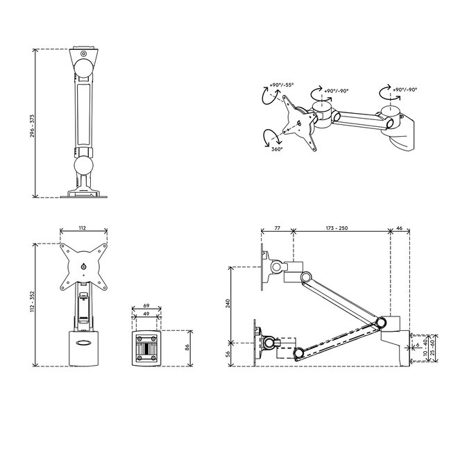 Dataflex Viewlite plus monitorarm - rail 512