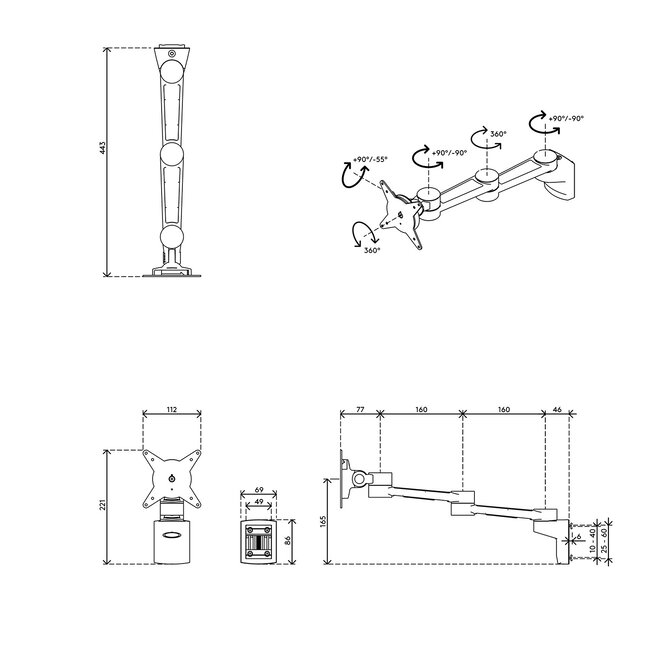 Dataflex Viewlite monitorarm - rail 422