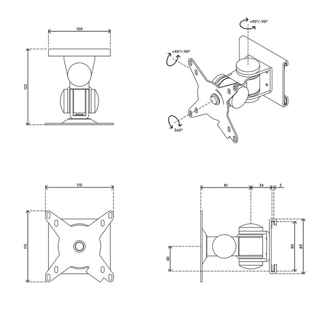 Dataflex Viewmate monitorarm - rail 132